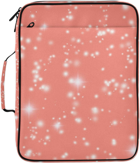 Wfrish Handle,1.25 Inch 3 500 6 Salmon Glitter Sparkling Zipper Binder Bag with Ring O-Ring Sheet Capacity Tab