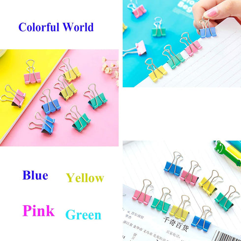 Small Colorful Binder Clips, 1 inch Length, for Office (64 Pcs)