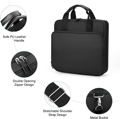 Zipper Binder with Shoulder Strap, 3 Ring 2 Inch Binder, Office Organizer, 500 Sheet Capacity, Black