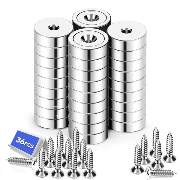 36Pack Round Magnets LOVIMAG, 30LBS Neodymium with Screws for Fridge Crafts
