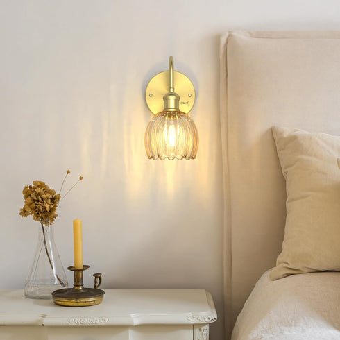 Wall Sconces Lights Lamp for Bedroom Bathroom, Modern Vanity Light Fixtures, Wall Mount Lighting Vintage Tulip Amber