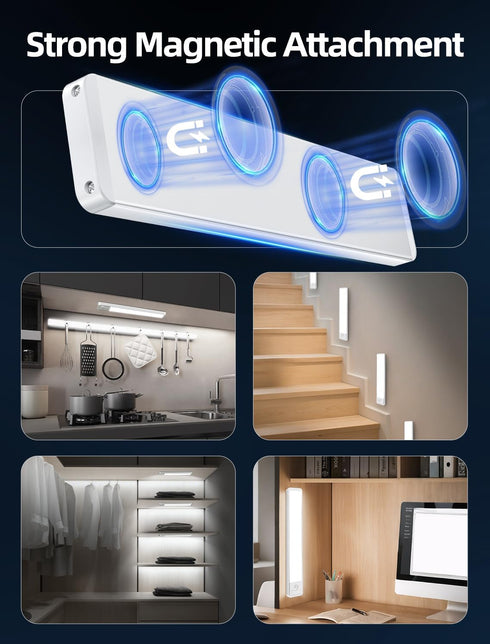 8 Inch Dimmable Closet Counter 2 Pack Under Cabinet Rechargeable Lighting: Motion Sensor Lights Indoor - Battery