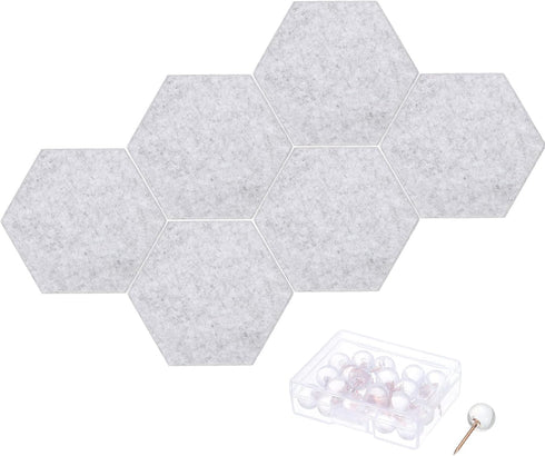 PATIKIL Felt Bulletin Board, 12"x10", 6 Packs Self Adhesive Hexagon Tiles for Sound Proofing