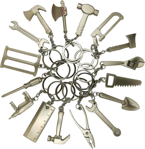 16-Piece Mini Construction Tools Keychains - Assorted Designs for Creative Play & Gifting