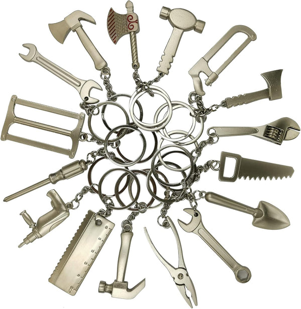 16-Piece Mini Construction Tools Keychains - Assorted Designs for Creative Play & Gifting