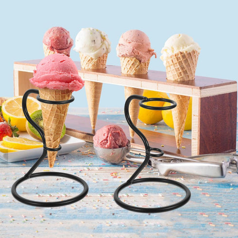 2pcs ARTIBETTER Metal Ice Cream Cone Holder Stand, Single Iron Egg Cone Display Rack, for Dessert Presentation