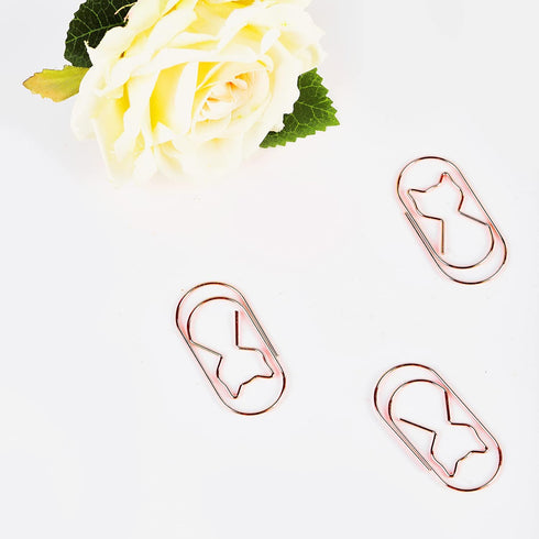 Cat Paper Clips, Jumbo Rose Gold 2 Inch Decorative Fat, 50pcs Non Skid Smooth Finish for Cat Lovers