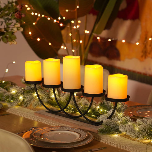 D3 H4 4" 5" 5" 6", Set 5 Homemory Waterproof Flameless Candles, Outdoor Indoor Battery Operated LED Pillar Candles