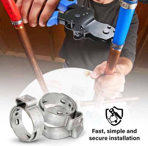 PUDS0058-10 Oetiker Style Pinch PEX Cinch Clamps, 5/8 Inch, Stainless Steel Material