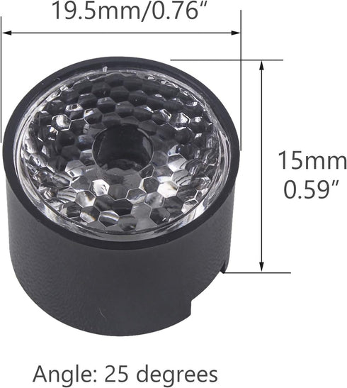 (Pack of 20) Acrylic Lens with Black Holder Bracket, Focusing LED Lens for LED Beads
