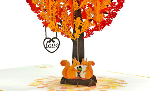 CUTPOPUP Anniversary Card Pop Up, 3D Valentines Day Greeting Card (Squirrel Couple Heart Tree)