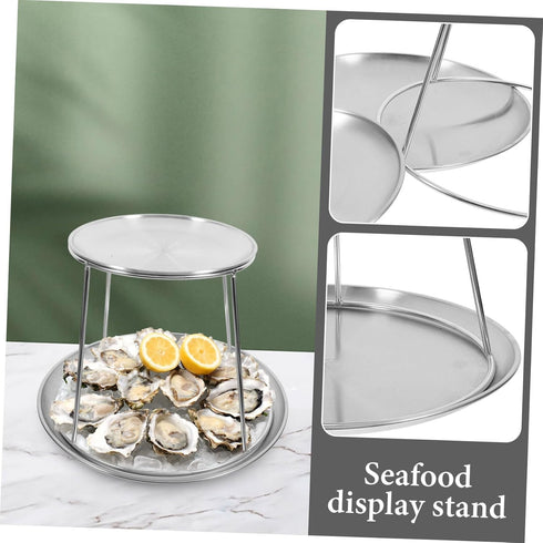 Double-Layer Stainless Steel Seafood Display Tray Reusable Serving Plate for Parties Buffet and Weddings for Oysters