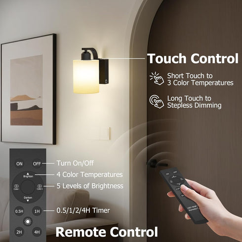 1 Pack 6000mAh Dimmable iThird Battery Operated Wall Sconces Lights: Rechargeable Wall Lights with Remote Control, LED