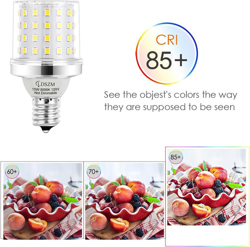 E17 Bulb,15W E17 G14 Bulbs,120 1200lm 5000K Bulbs, Non-Dimmable Bulb, Pack 4 Super Bright LED Intermediate Base LED