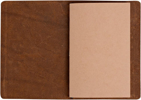 Pocket Travelers Notebook, Refillable Leather Travel Journal, 3.5 x 5.5 Inches, Brown, for Men & Women