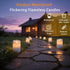 Haown 3D Set 3 Outdoor Flameless Candles, Patented Dual-LED, of Slanted Resin Pillars with Remote, Crisp White