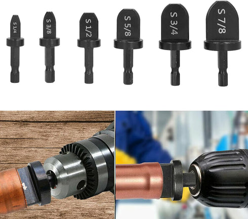 6PCs Swaging Tool Drill Bit Set - Copper Aluminum Pipes Expansion Tube Expander for HVAC Maintenance