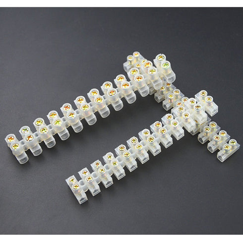 XINGYHENG 6Pcs 6A 10A 20A 12 Position Double Row Screw Terminal Block, Flame Retardant Nylon Connector (White)