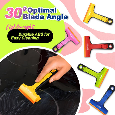 1 Pack 5 DIYSELF-Razor-Blade-Scraper, Razor Blade Scraper, Extra PCS Orange Plastic Blades, Razor Blade Scraper Tool