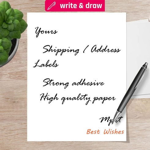 Printable White Sticker Labels, 100 Sheets, 8.5" x 11" Full Sheet for Laser & Inkjet Printers