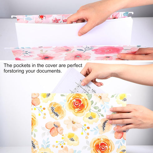 Janmini 30 Pcs Decorative Hanging Folders, Seamless Floral Design, Letter Size, Office Supplies Organizers