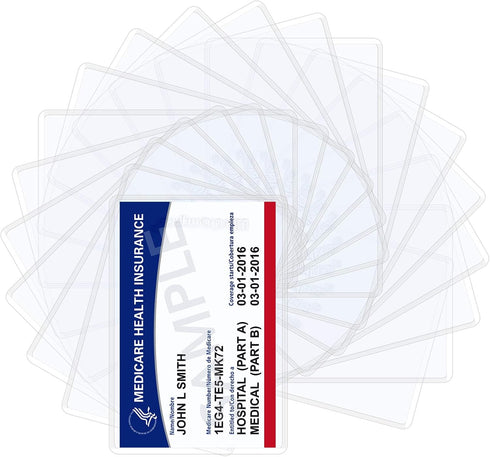 Wisdompro 20 Pack Medicare Card Protector Sleeves, 6 Mil Clear PVC Wallet Size Plastic Cover for Cards