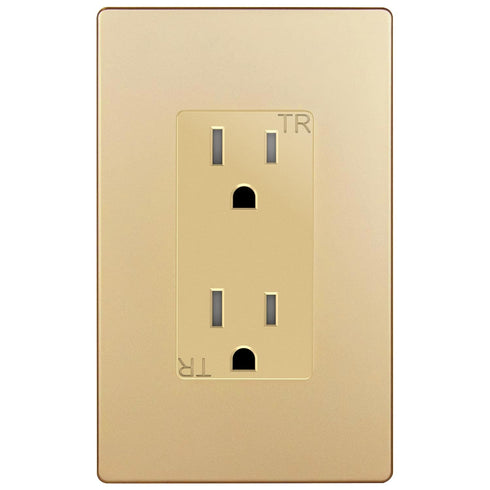ENERLITES Elite Series Decorator Receptacle Outlet, Child Safe Tamper-Resistant, 15A 125V, Gold, Wall Plate Included