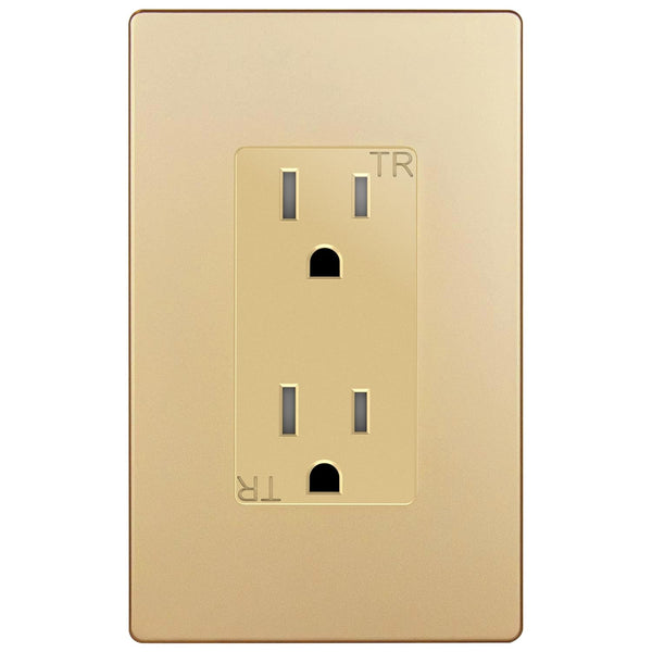 ENERLITES Elite Series Decorator Receptacle Outlet, Child Safe Tamper-Resistant, 15A 125V, Gold, Wall Plate Included