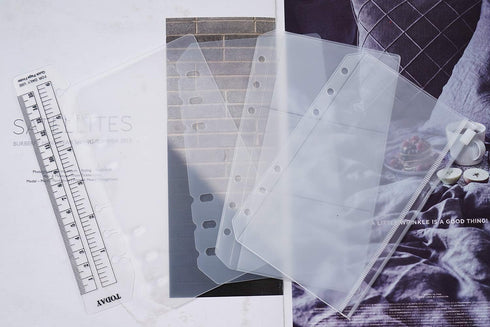 Moterm 2 PCs Page Lifter, Transparent Separator, Bookmark Ruler, PVC Storage Card Holder, Zipper Bag for Planner