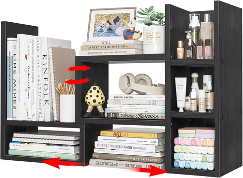 NUTIKAS Desk Shelves Desktop Organizer Shlef - Black Office Organization for Top