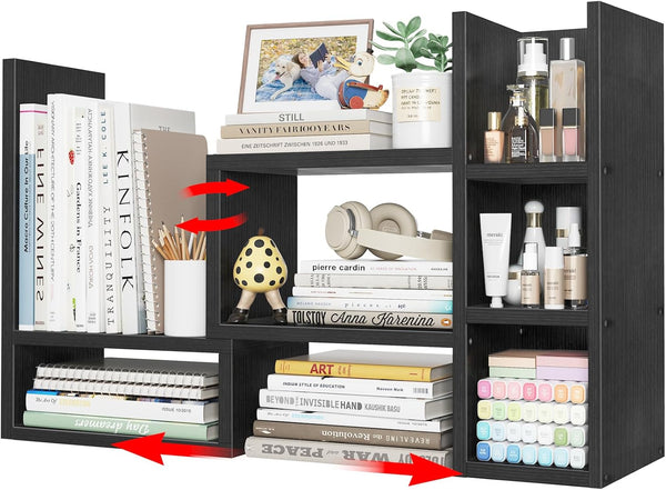 NUTIKAS Desk Shelves Desktop Organizer Shlef - Black Office Organization for Top