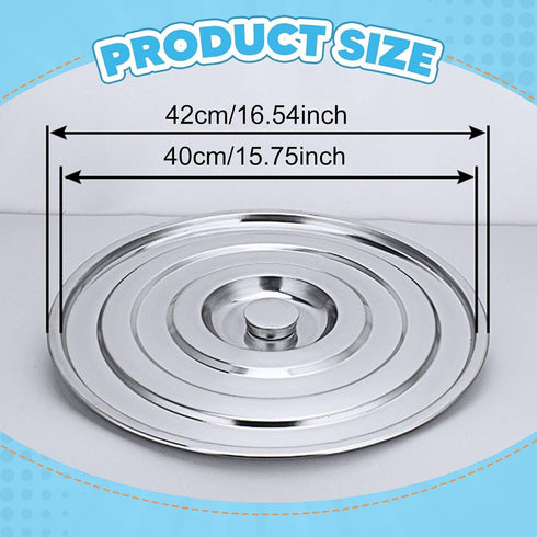40cm Stainless Steel Pan Lid Cookware Part Heat Resistant Easy Clean Skillet Lid Stockpot Cover for BBQ Buffet Picnics