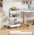 Osivaex 3 Tier Rolling Cart Metal with Wheels, Heavy Duty White Three Tiered Craft Cart Organizer on Wheels, Utility