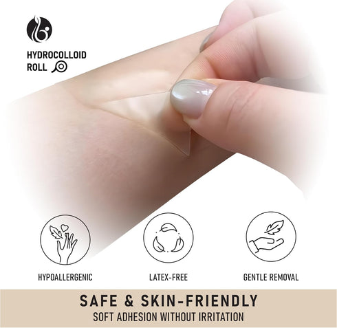 ECCO PURE (2in 5ft) Hydrocolloid Roll Cut-to-Size Protective Skin Tape, Gentle & Waterproof, Ayurvedic-Inspired Skin