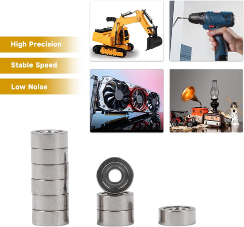 CNBTR 10PCS 2x6x2.5mm Bearing Steel Mini Groove Ball Bearings Sliding Wheels MR62ZZ Bearing Steel Miniature Ball Bearing for Power Tools, DIY Industry