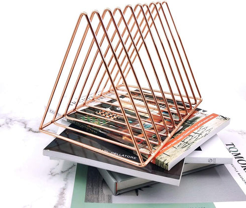 9 Pack 2 EASEPRES Slot Magazine Rack Book Record Holder, Desktop Iron Storage Rack Bookshelf Multifunction Triangle
