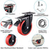 Heavy Duty TPR Rubber Wheels, 5 Inch Locking Caster Wheels Set of 4, 3000Lbs Load Capacity for Industrial Carts