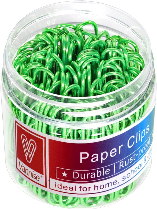 Paper Clips, 100PCS, 2" Large (50MM), Bright Vinyl Coated, Sturdy, Rust-resistant, Green Jumbo for School Home Office