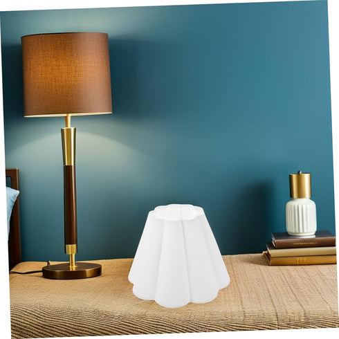 Unomor Fabric Scalloped Lampshade Replacement for Table Floor Wall Lamps Rustic Cloth Light Cover with Soft Diffused