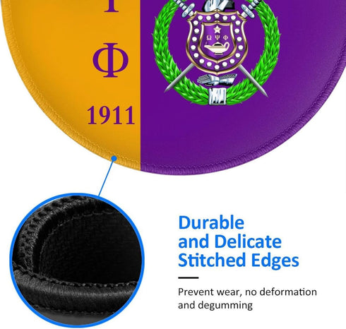 Psi Phi Mouse Pad Series, Anti-Slip Round Gaming Mouse Pad for Office Computer, 7.9 X 7.9 Inches