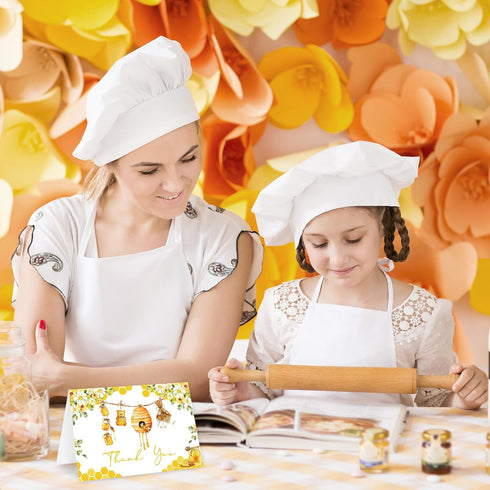 50 Pack Summer Whaline Little Honey Bee Baby Shower Thank You Cards Boxed Yellow Bear Greeting Cards with Envelopes
