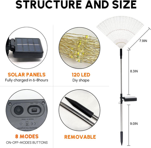Solar Garden Firework Lights Outdoor, 2 Pack Solar Powered Art Stake Twinkle Lighting for Yard Decor