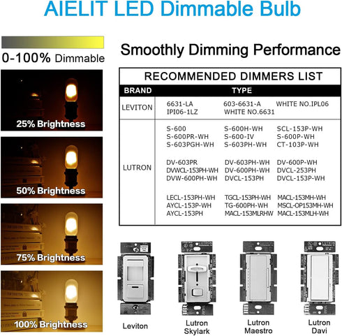 T45 Frosted LED Light Bulb 40 Watt Equivalent, 2700K Warm White, 4W Tubular T14 E26 LED Bulbs Dimmable for Ceiling Pendant Chandelier Lights Floor Desk Table Lamp, 6-Pack by AIELIT