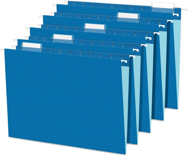 SUNEE Hanging File Folders Blue, 25 Pack Letter Size with 1/5-cut Tabs for Home and Office Bulk File Organization