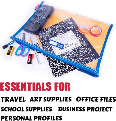 Rough Enough Plastic File Folder Organizer - Clear Document Bag Pouch for A4 Paper, Legal Size, Important Document