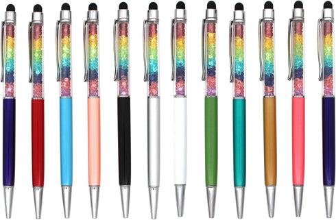 Gullor 2 in 1 Bling Diamond Retractable Ballpoint Pen with Screen Touch Pen for Tablet, Phones, 12 Pack