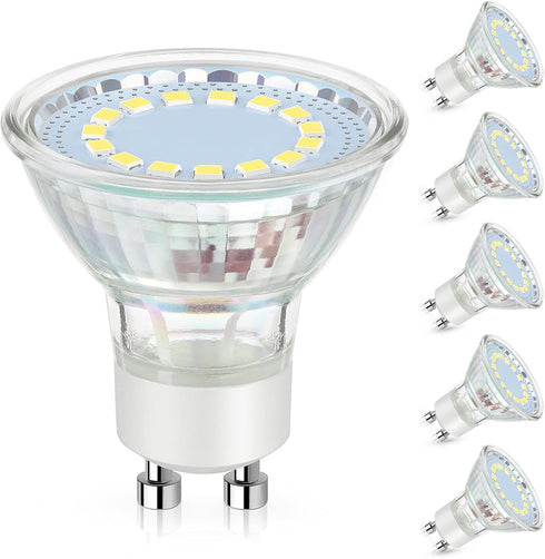 GU10 LED Light Bulb, 50 Watt Halogen Equivalent, Daylight White 5000K, 450LM, Non-Dimmable, 5-Pack