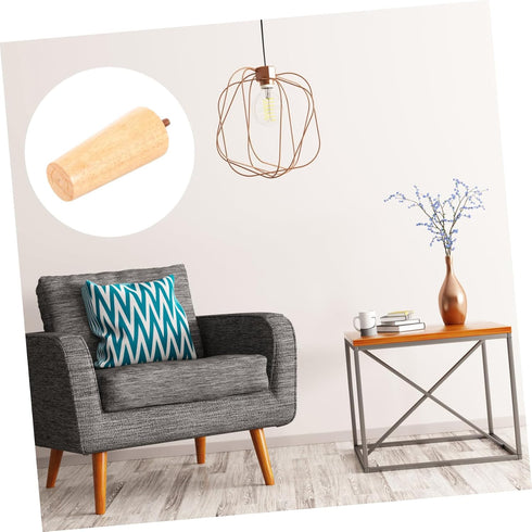 4pcs NUOBESTY Solid Wood Furniture Legs Natural Tapered Replacement Sofa Table Cabinet Feet with Floor Protection Pads