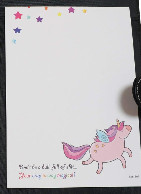 8x6 Set Lex Sefi Funny Unicorn Black Padfolio Rainbow Pride Inspirational Office Organizer Notepad Stationary Gift