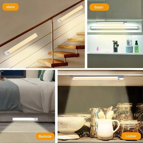 Rihvy 3 Packs 3 Closet 8 Inches Counter Under Cabinet Lighting Wireless, Rechargeable Motion Sensor Light Indoor